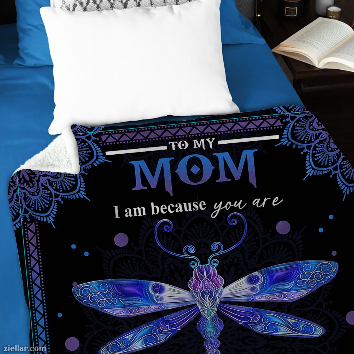 To My Mom Quilt Blanket, Fleece Blanket Dragonfly Design Sentimental Gift from Daughter