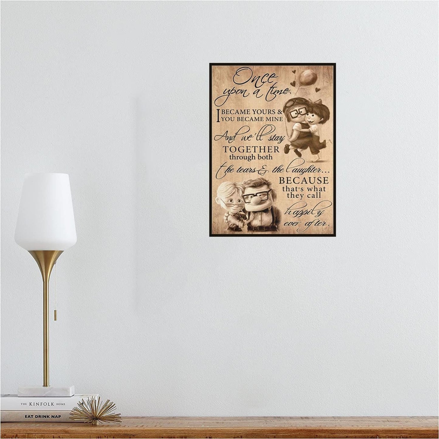To My Wife Poster and Canvas, Carl and Ellie Once Upon a Time Love Quote Wall Art for Living Room, Retro Vintage Home Decor
