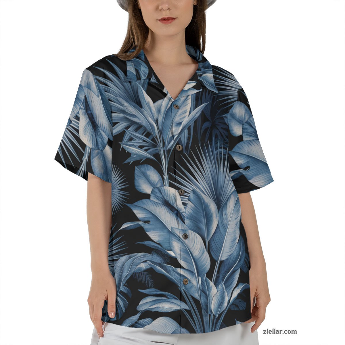 Tropical Blue Leaves Hawaiian Shirt Tee, Aloha Vacation Shirt Unisex
