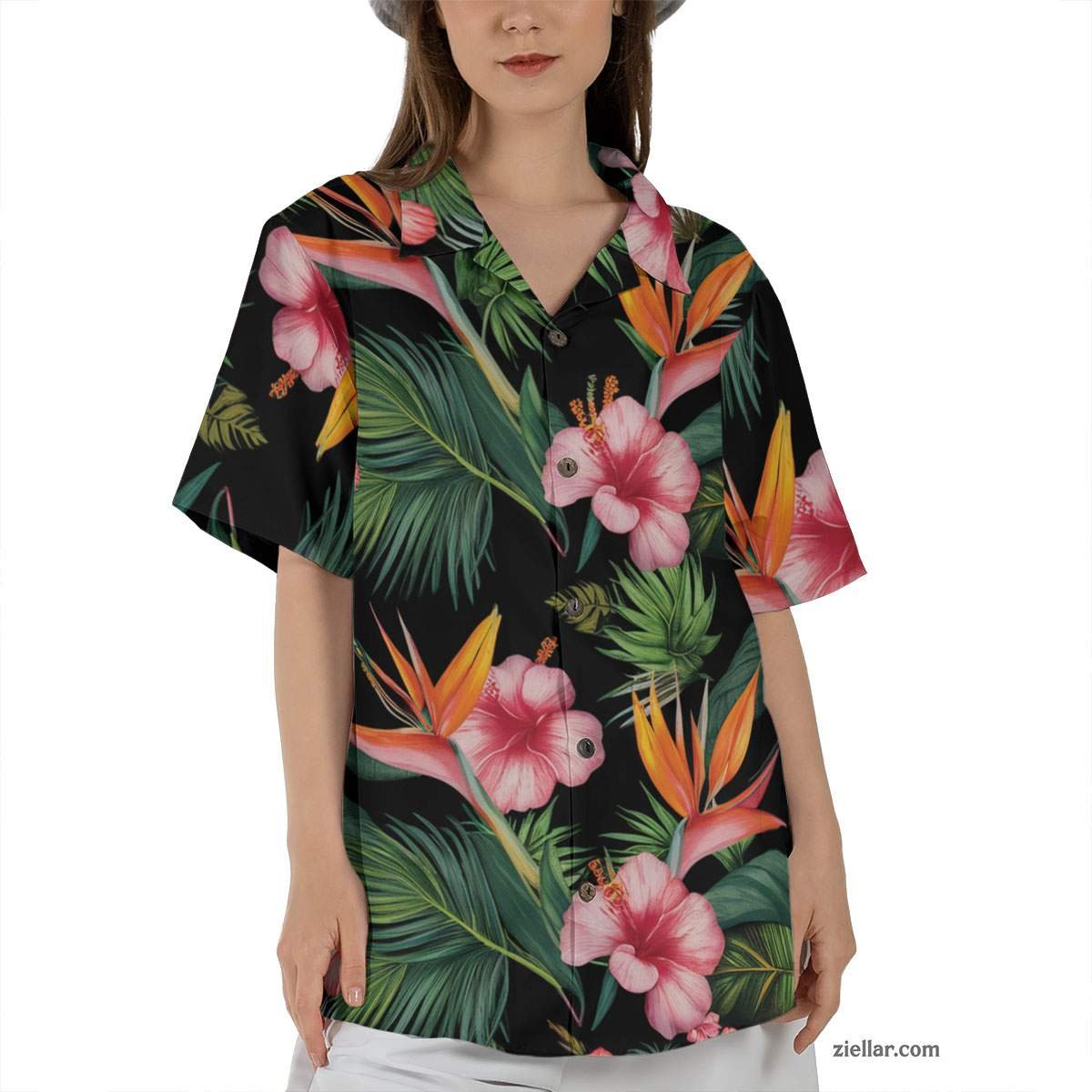 Tropical Bird of Paradise Hawaiian Shirt and Tee, Vacation Floral Outfit