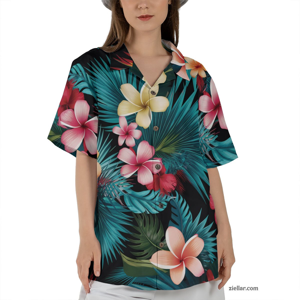 Tropical Floral Paradise Hawaiian Shirt Tee, Beach Outfit Gift for Adults