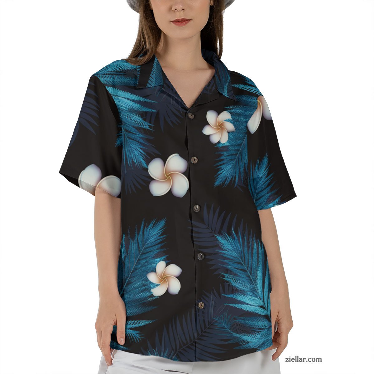 Tropical Night Floral Hawaiian Shirt Tee, Summer Beachwear for Men Women