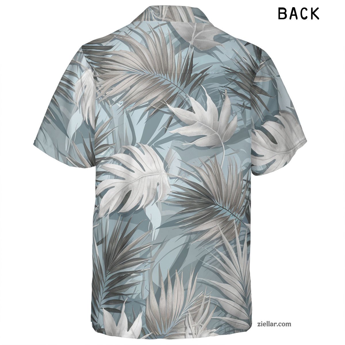 Tropical Palm Leaf Hawaiian Shirt and Tee, Stylish Blue Casual Beach Outfit