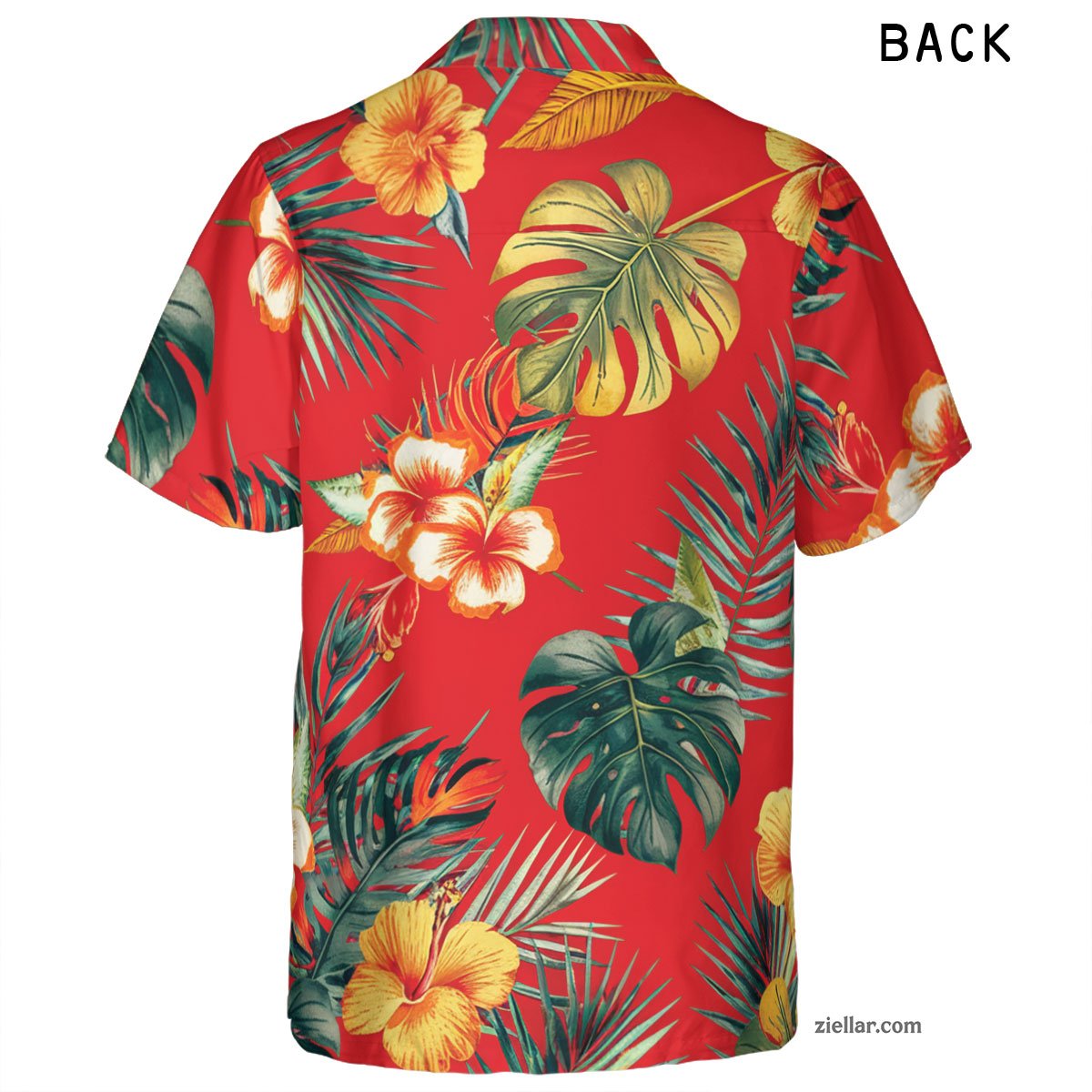 Tropical Red Floral Hawaiian Shirt and Tee, Vibrant Beach Shirt for Adults