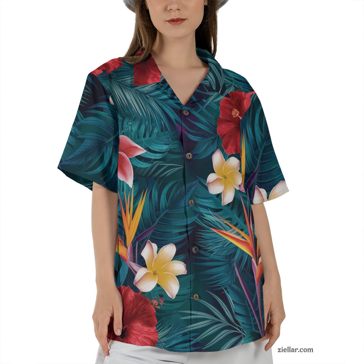 Vibrant Floral Hawaiian Shirt and Tee, Short Sleeve Aloha Wear Adults