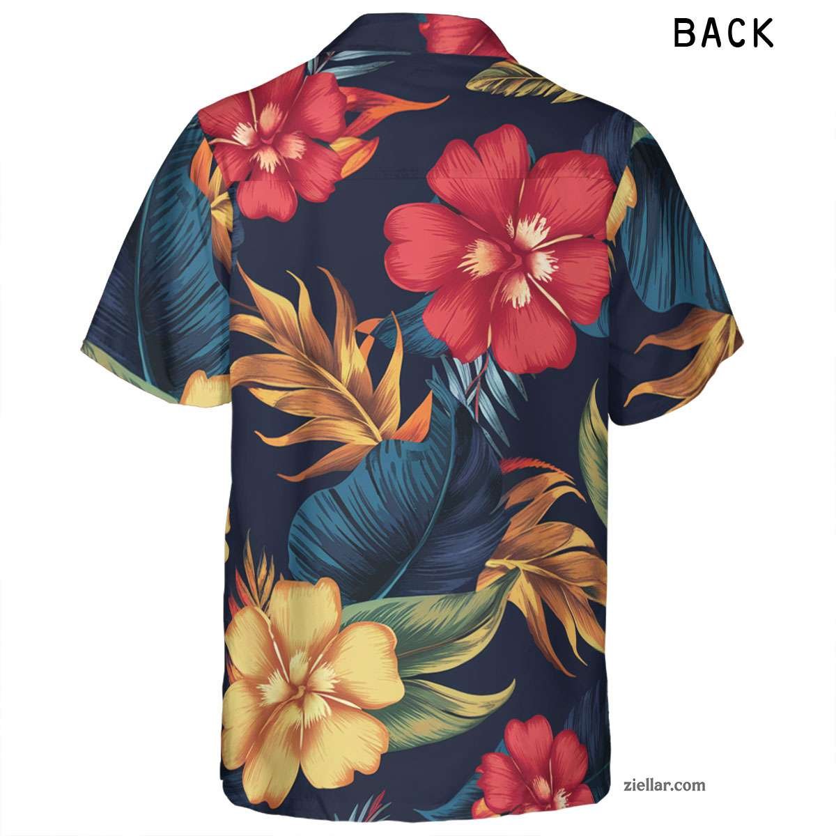 Vibrant Navy Tropical Hawaiian Shirt Tee, Summer Aloha Beach Outfit Adults