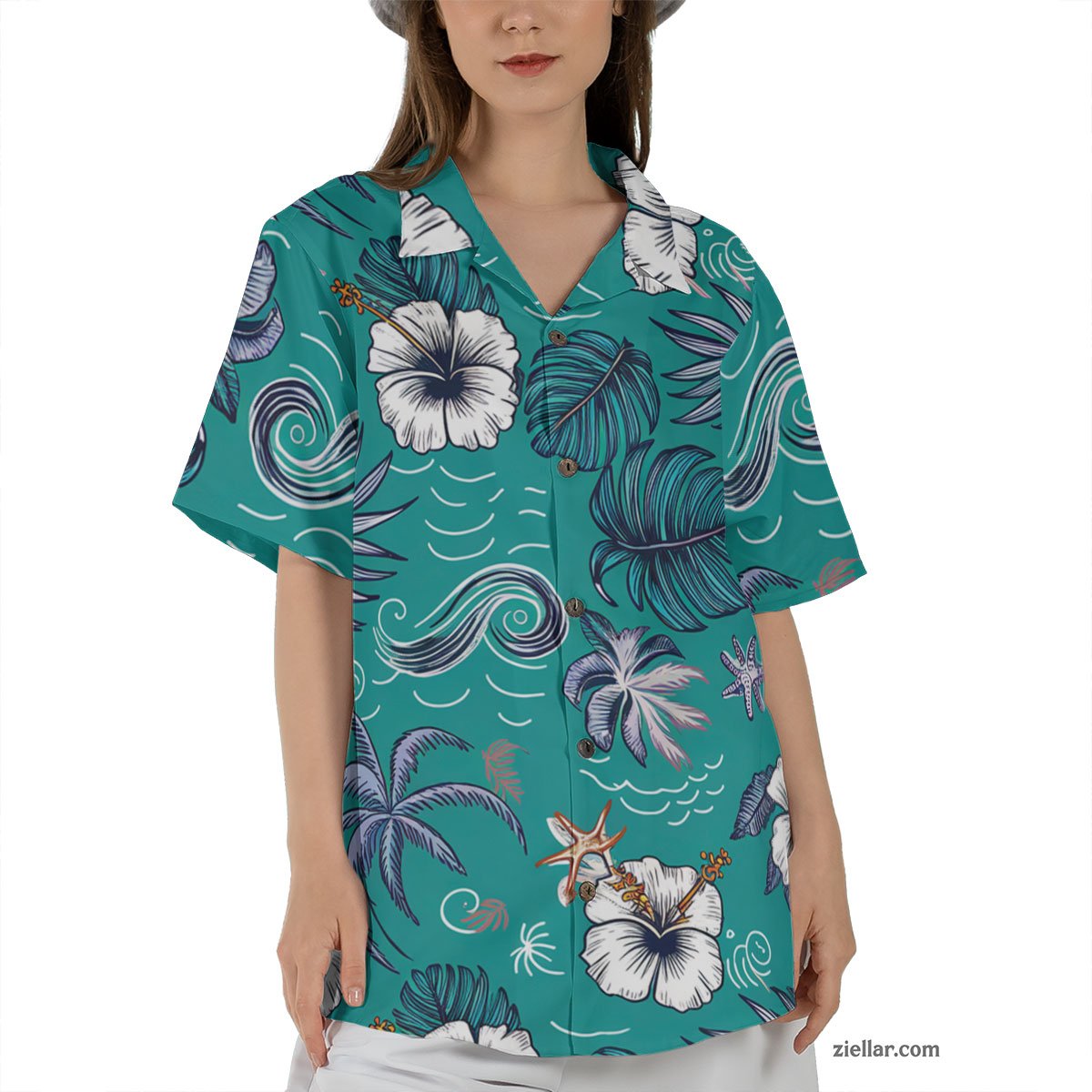 Vibrant Palm Hibiscus Hawaiian Shirt and Tee, Summer Beach Shirt Unisex