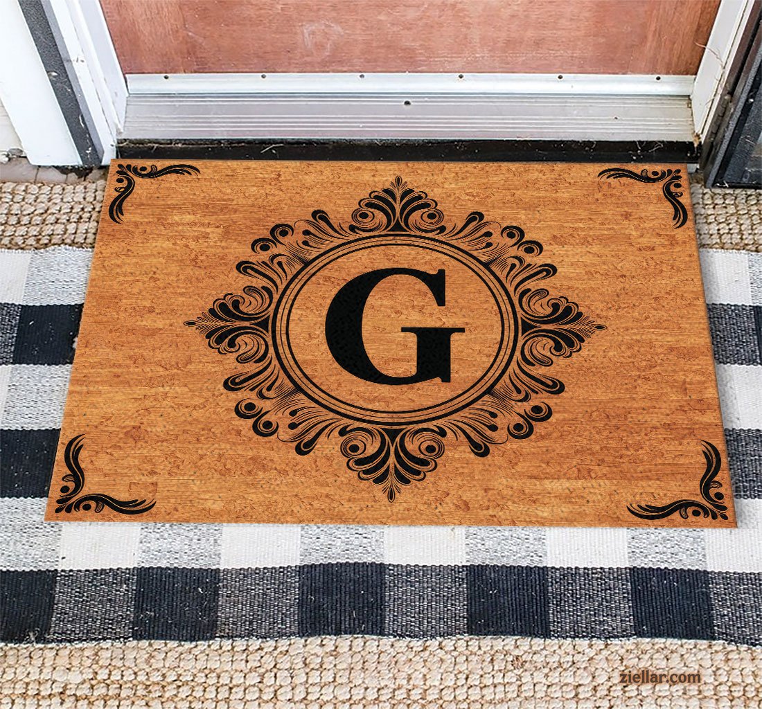 Vintage Monogram G Doormat, Elegant Personalized Rug for Front Door Area