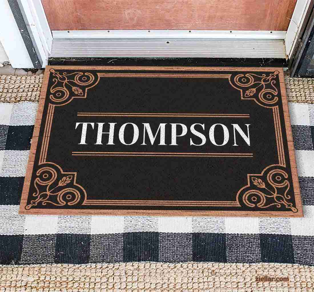 Vintage Monogram Doormat - Personalized Name Rug for Unique Home Decor