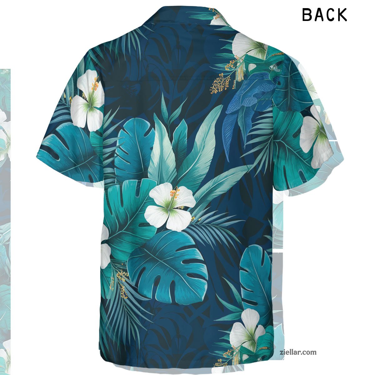 White Hibiscus and Blue Tropical Leaf Hawaiian Shirts Seamless Pattern Gifts – Essential Beach Outfit 2025