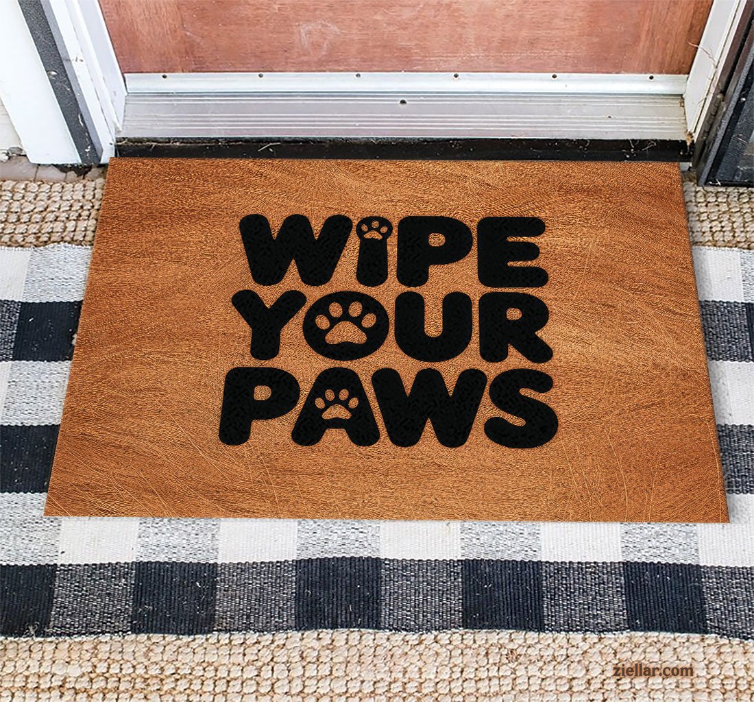 Wipe Your Paws Doormat, Unique Custom Pet Rug for Entryway or Front Door