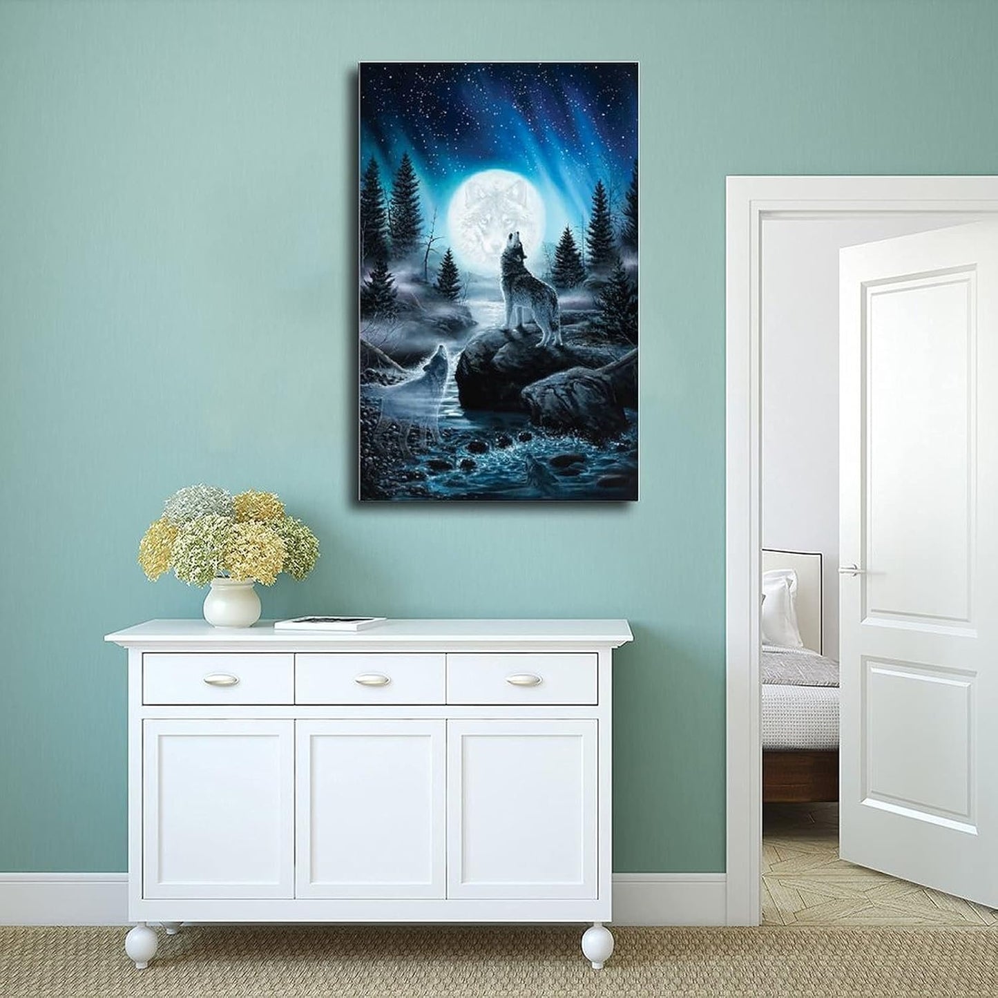 Wolf Poster and Canvas Wall Art, Cool Wolf Painting Print, Unique Room Decor for Bedroom or Living Room