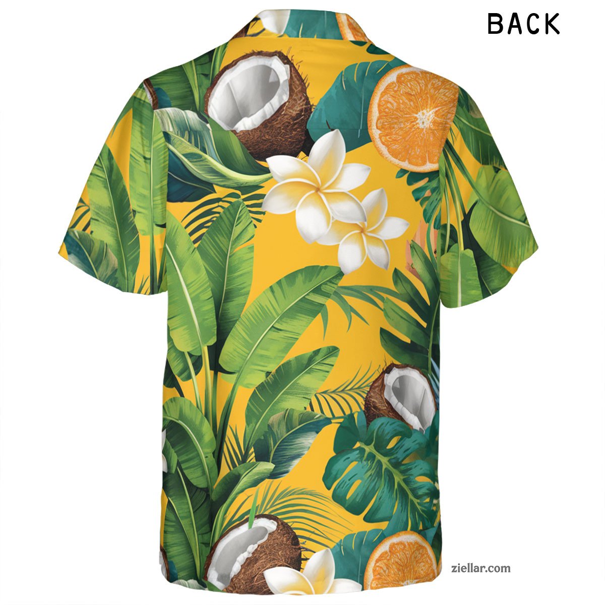 Yellow Citrus Coconut Hawaiian Shirt and Tee, Aloha Beach Vacation Wear