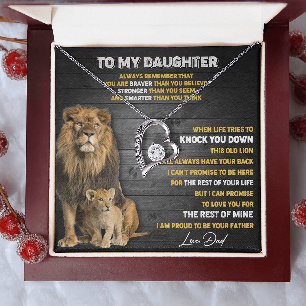 374C To My Daughter Necklace, Xmas Gift For Daughter From Dad, Daughter Father Lion