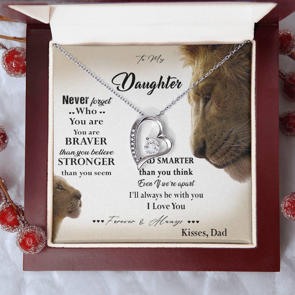 381C Lion Necklace, To My Daughter Necklace,I Love You Forever & Always Gift From Dad