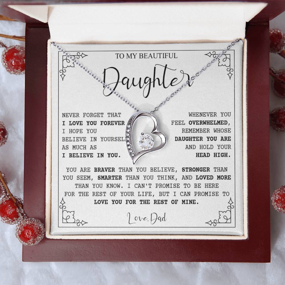 790C Necklace Love Daughter Gift from Dad, Love you for the Rest of Mine Necklace