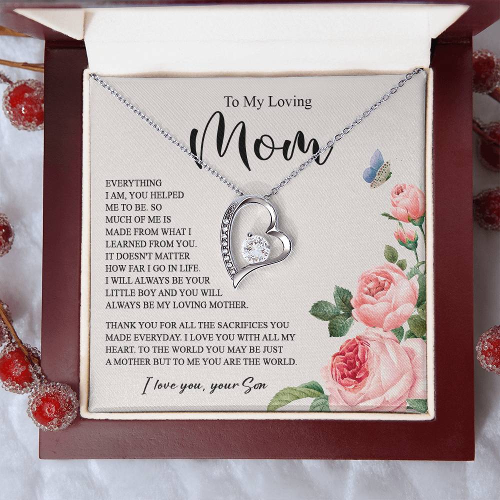 628C To My Loving Mom Necklace, Gift for Mom from Son, Mother's Day Jewelry Gifts