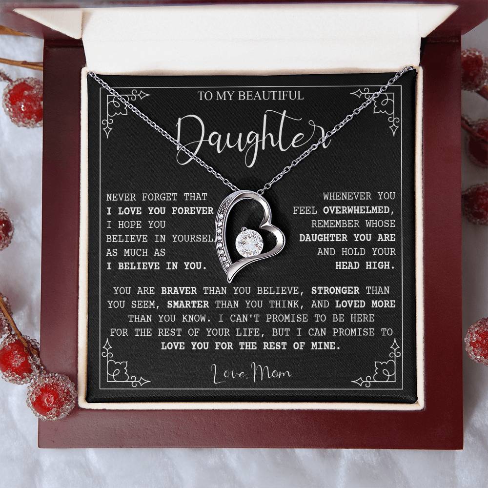 787C Beautiful Daughter Necklace,Merry Xmas Gift from Mom, Love you Forever Necklace