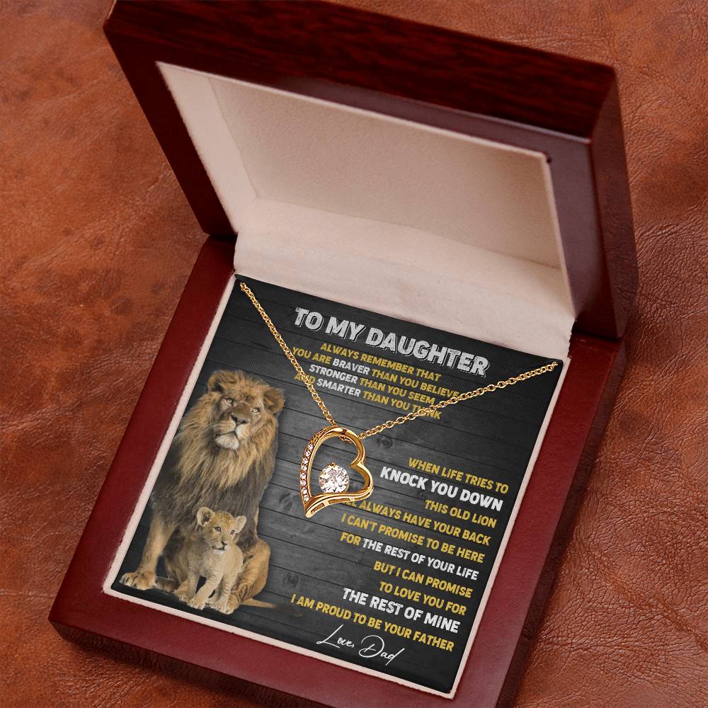374C To My Daughter Necklace, Xmas Gift For Daughter From Dad, Daughter Father Lion