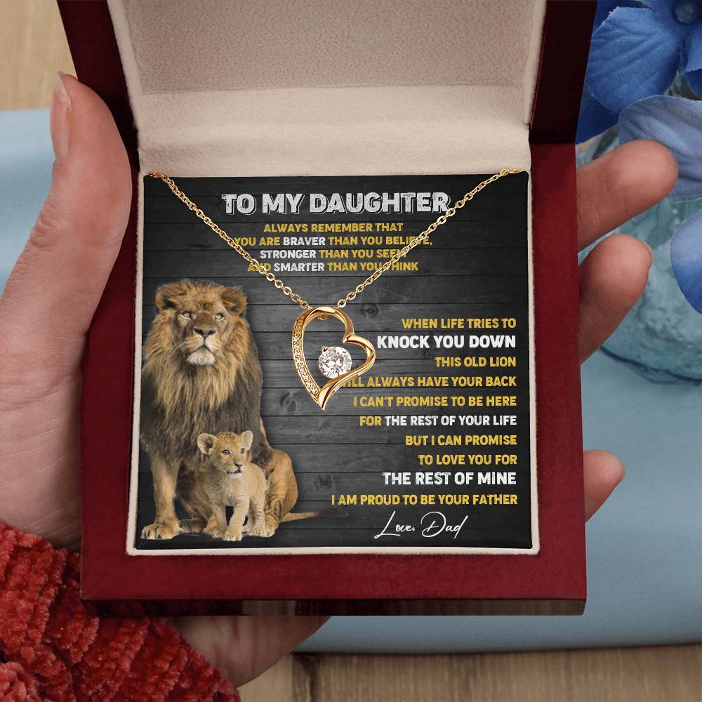 374C To My Daughter Necklace, Xmas Gift For Daughter From Dad, Daughter Father Lion
