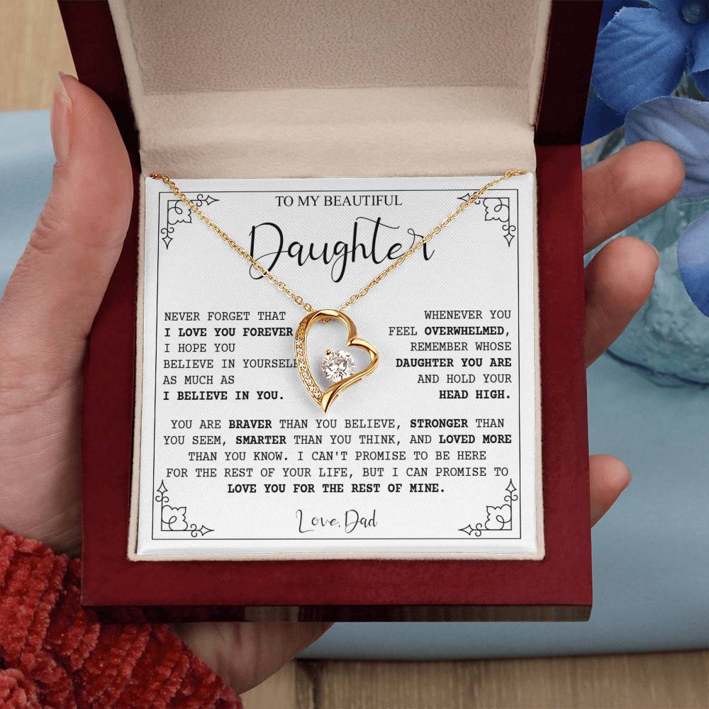 790C Necklace Love Daughter Gift from Dad, Love you for the Rest of Mine Necklace