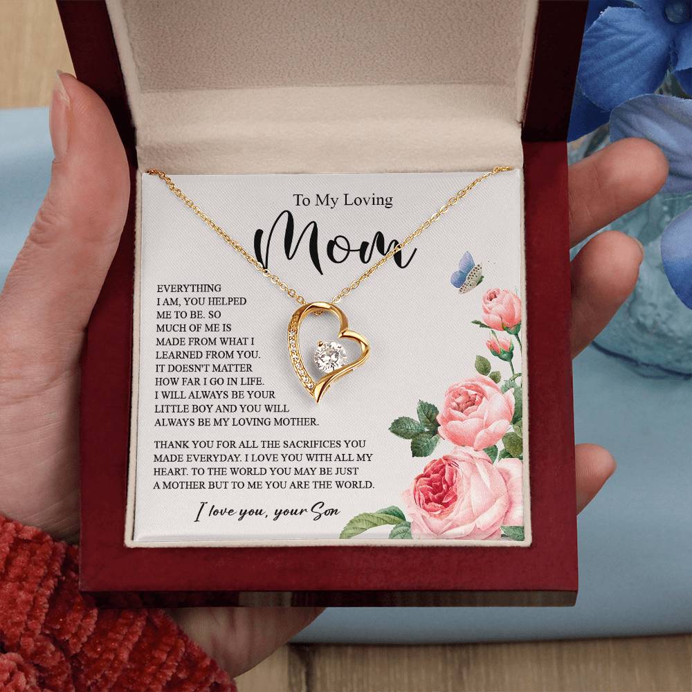 628C To My Loving Mom Necklace, Gift for Mom from Son, Mother's Day Jewelry Gifts