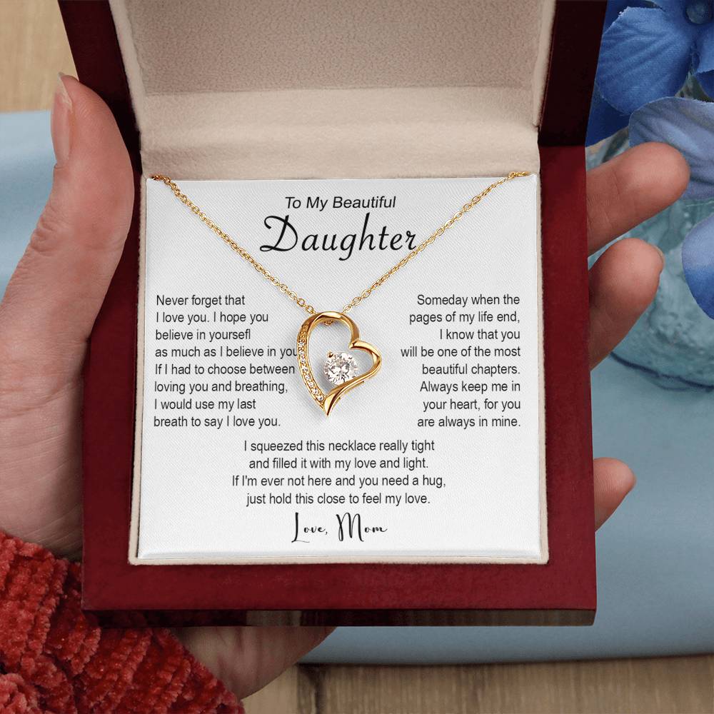 661C To My Beautiful Daughter Necklace, Xmas Gift From Mom, Daughter Mother Necklace