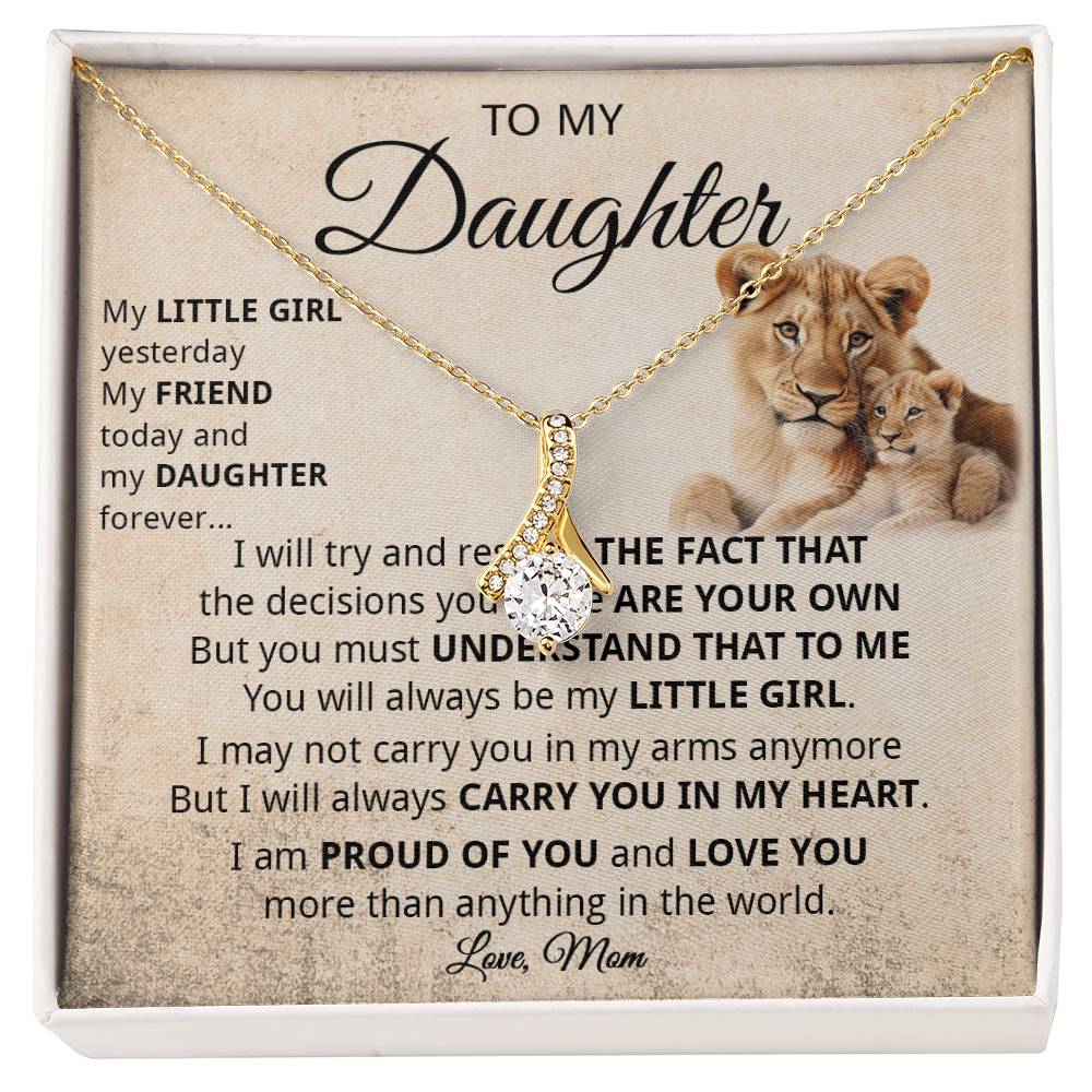 848B To my Daughter Lion Necklace Gift from Lion Mom Mother, Xmas Gift Necklace Women
