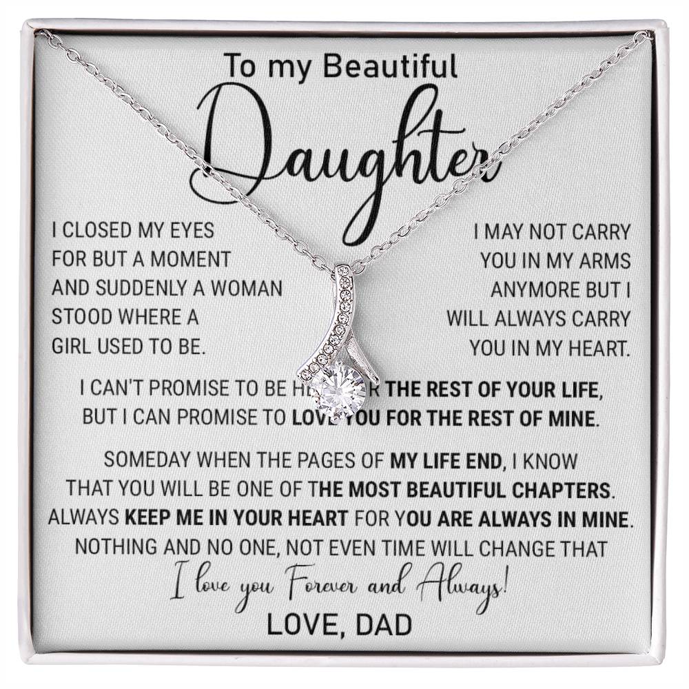 814B Necklace Love Daughter Gift from Dad, Love you for the Rest of Mine Necklace