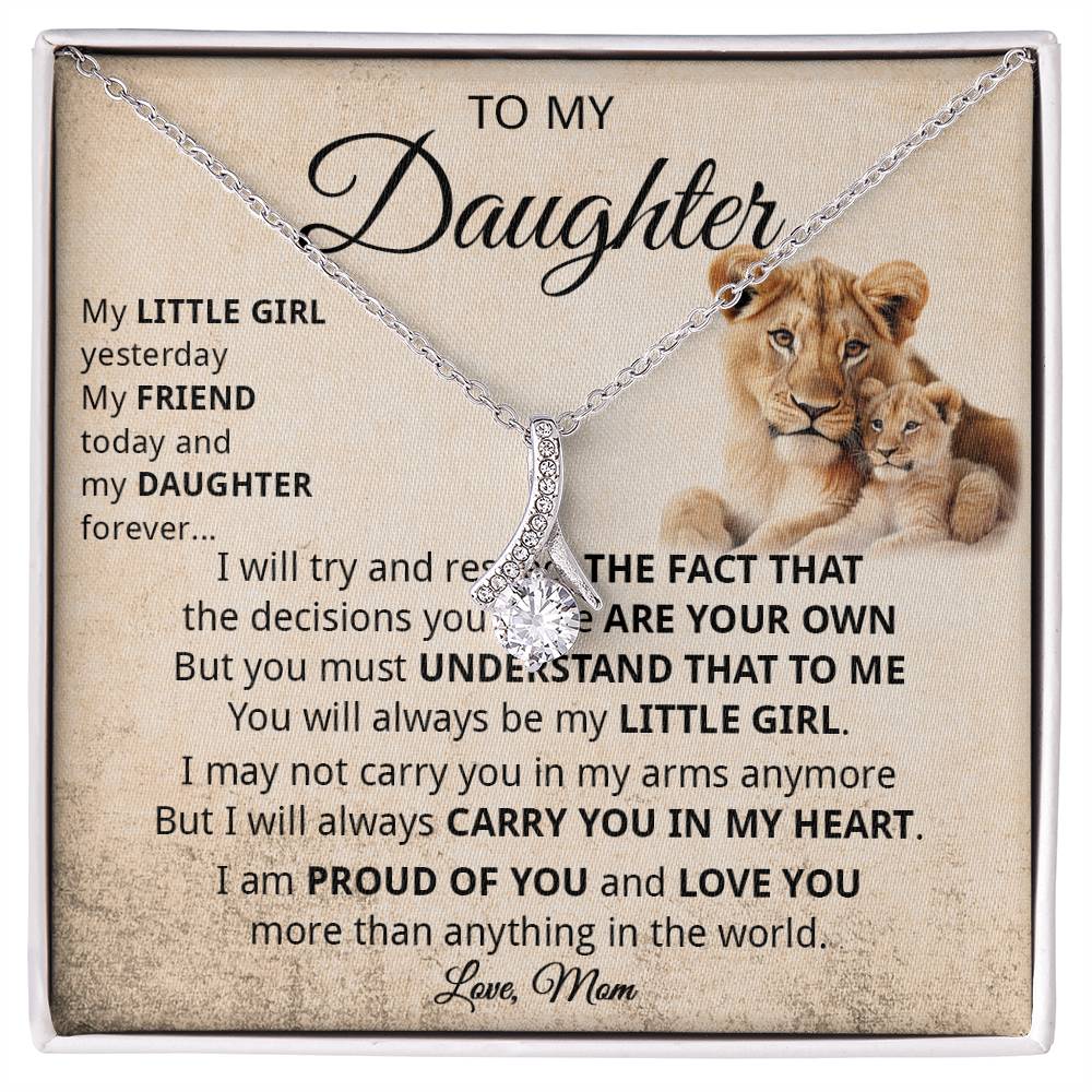 848B To my Daughter Lion Necklace Gift from Lion Mom Mother, Xmas Gift Necklace Women