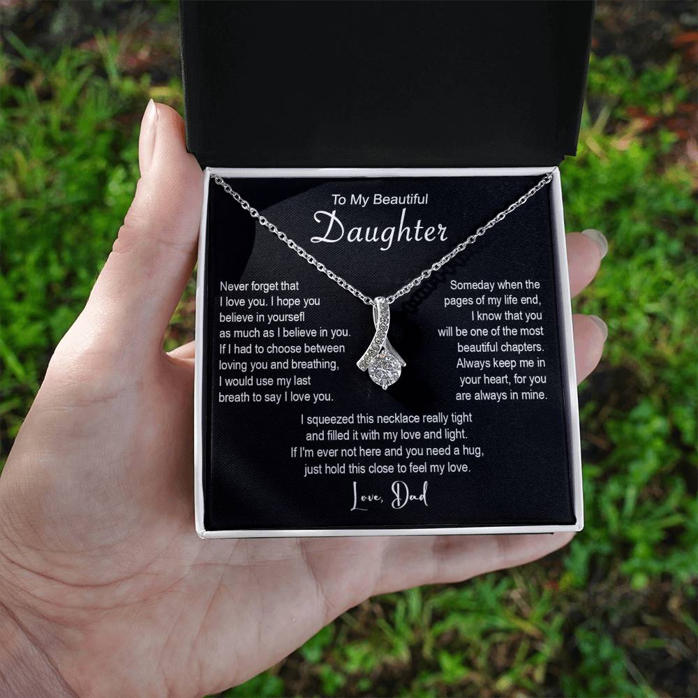 643B To My Beautiful Daughter Necklace, Daughter Father Necklace, Xmas Gift From Dad