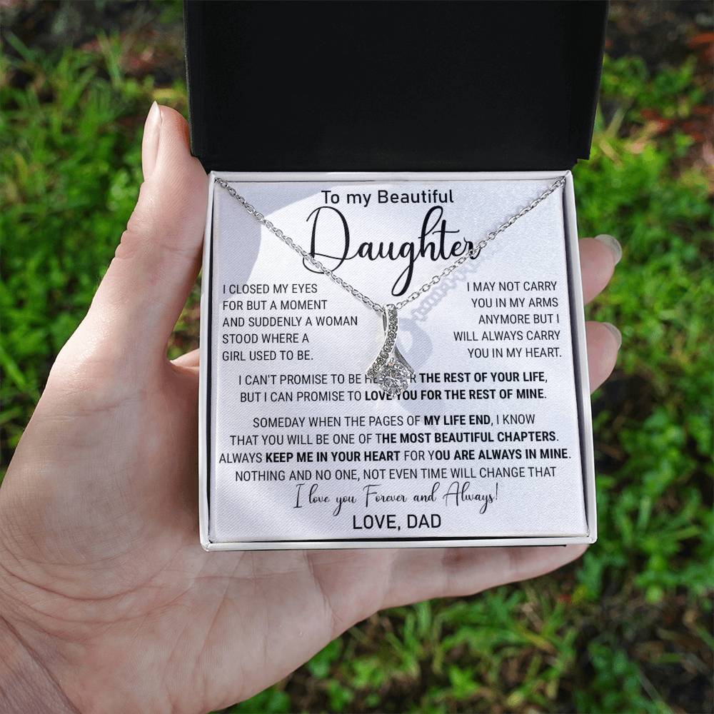 814B Necklace Love Daughter Gift from Dad, Love you for the Rest of Mine Necklace