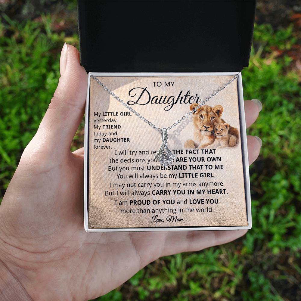 848B To my Daughter Lion Necklace Gift from Lion Mom Mother, Xmas Gift Necklace Women