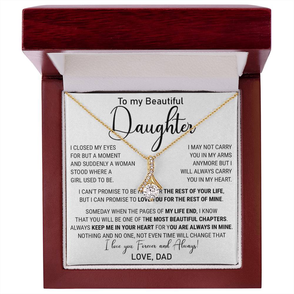 814B Necklace Love Daughter Gift from Dad, Love you for the Rest of Mine Necklace