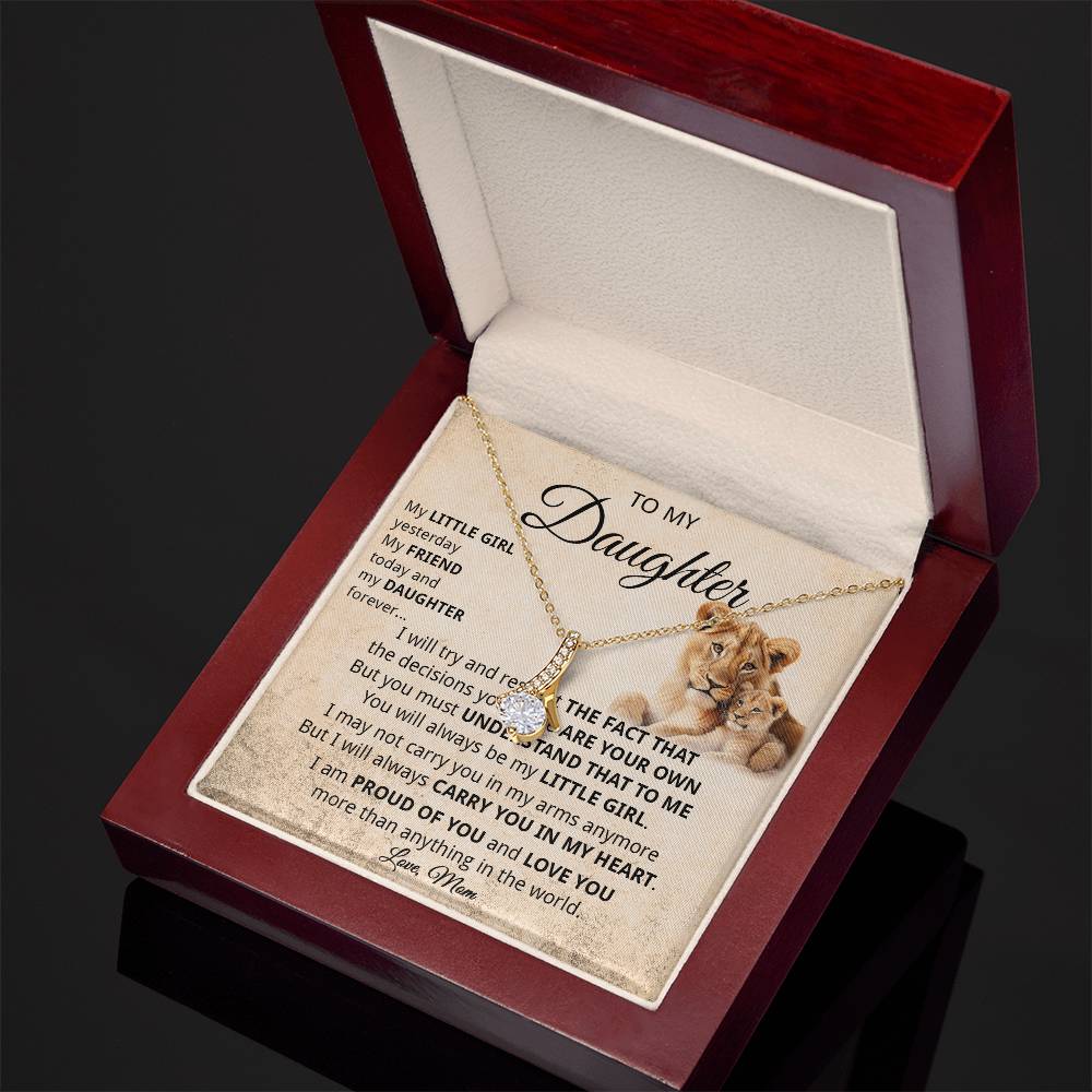 848B To my Daughter Lion Necklace Gift from Lion Mom Mother, Xmas Gift Necklace Women