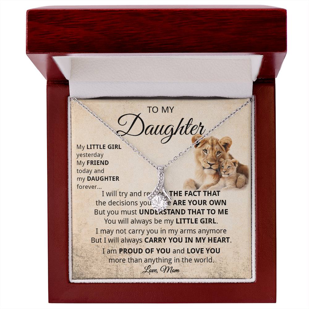 848B To my Daughter Lion Necklace Gift from Lion Mom Mother, Xmas Gift Necklace Women