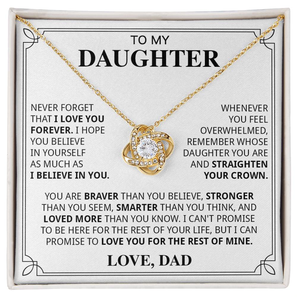 598A To My Daughter Necklace, Daughter Gift from Dad for Girls, Xmas Gift Necklace
