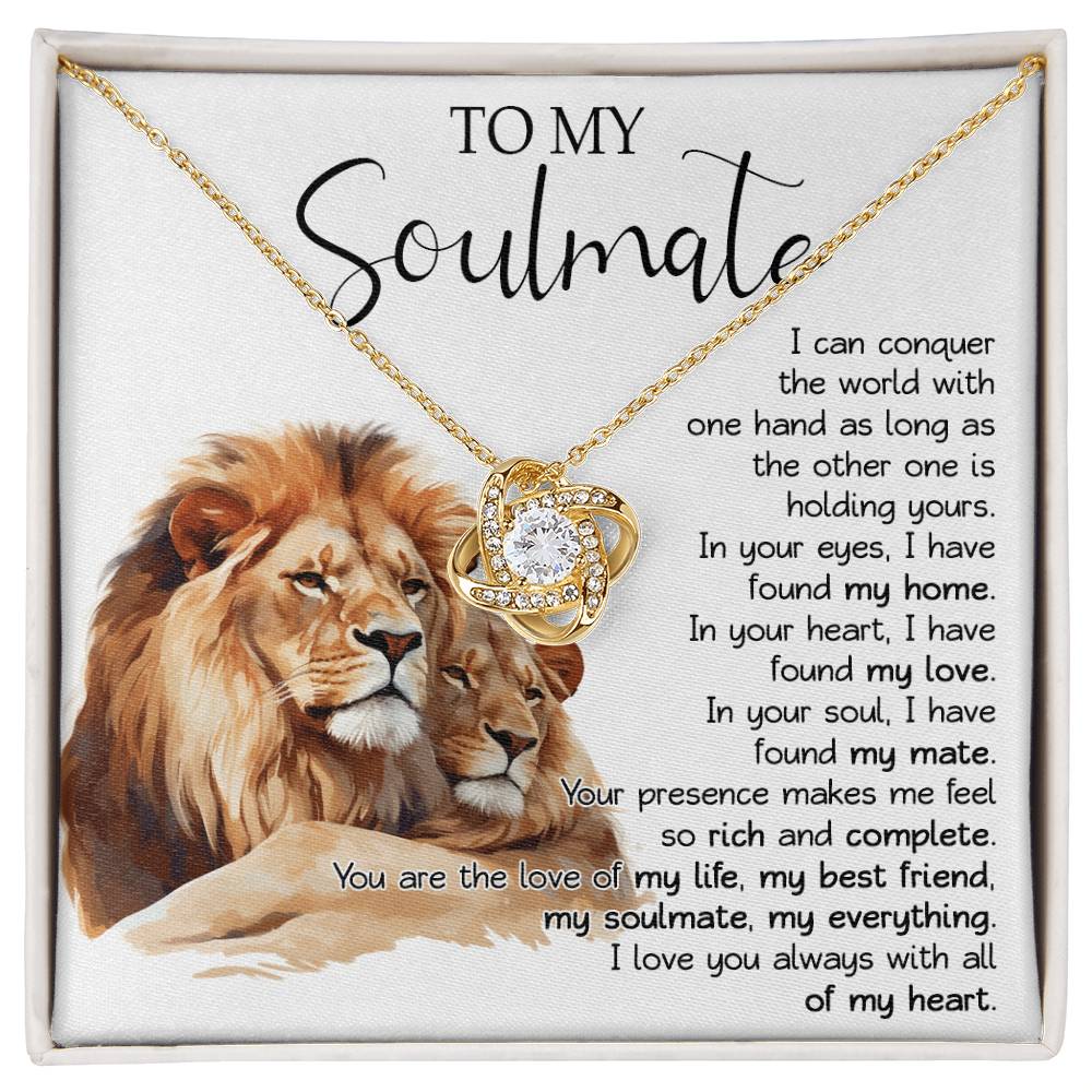 813A Soulmate Necklace Gift for Wife, Gift for Soulmate, Girlfriend, Lion Couple Love