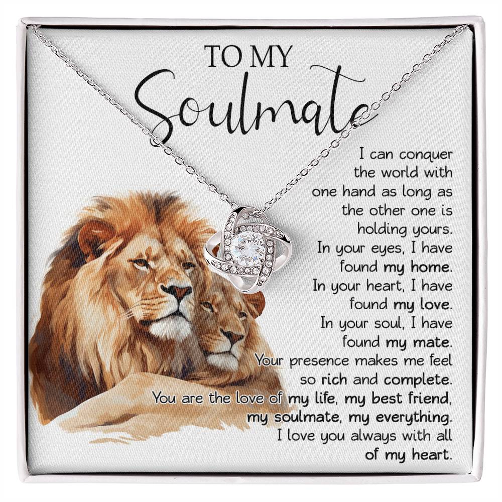 813A Soulmate Necklace Gift for Wife, Gift for Soulmate, Girlfriend, Lion Couple Love