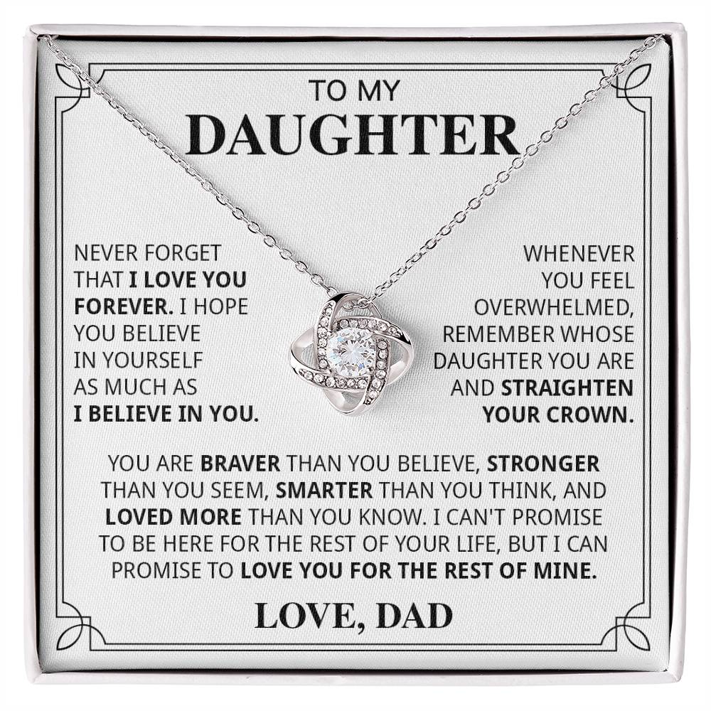 598A To My Daughter Necklace, Daughter Gift from Dad for Girls, Xmas Gift Necklace