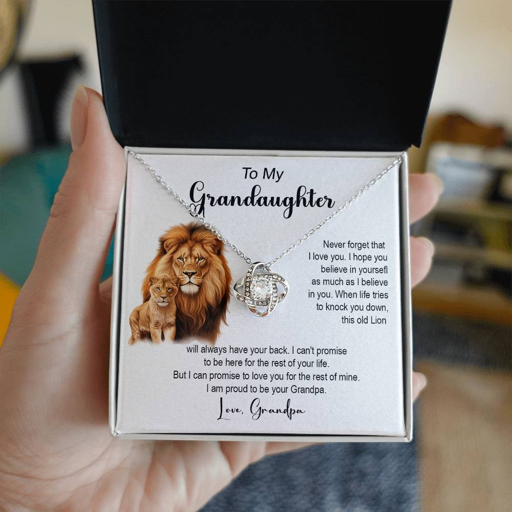 401A To My Granddaughter Necklace, Gift From Grandpa Papa Lion Dad, Christmas Gift