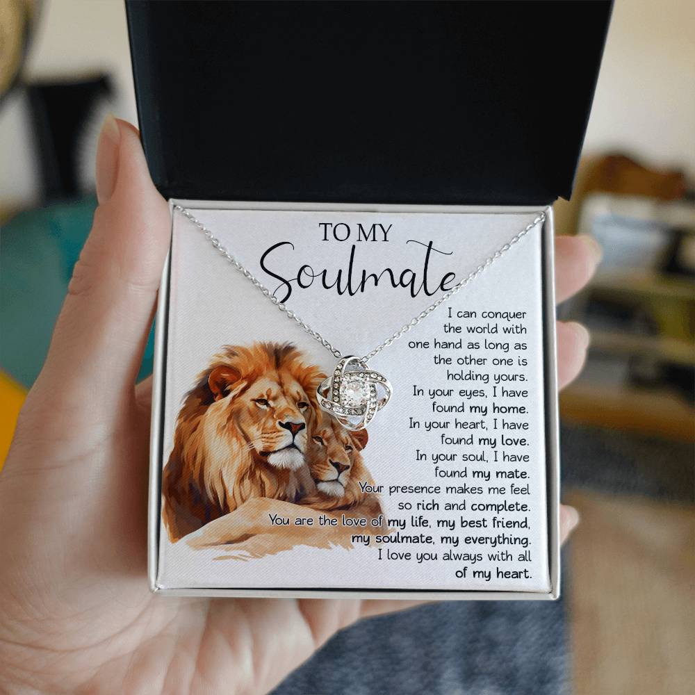 813A Soulmate Necklace Gift for Wife, Gift for Soulmate, Girlfriend, Lion Couple Love