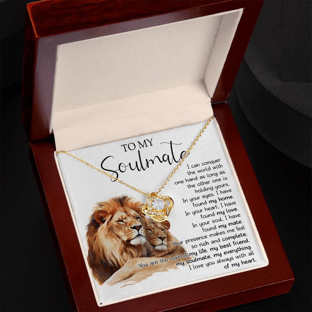 813A Soulmate Necklace Gift for Wife, Gift for Soulmate, Girlfriend, Lion Couple Love
