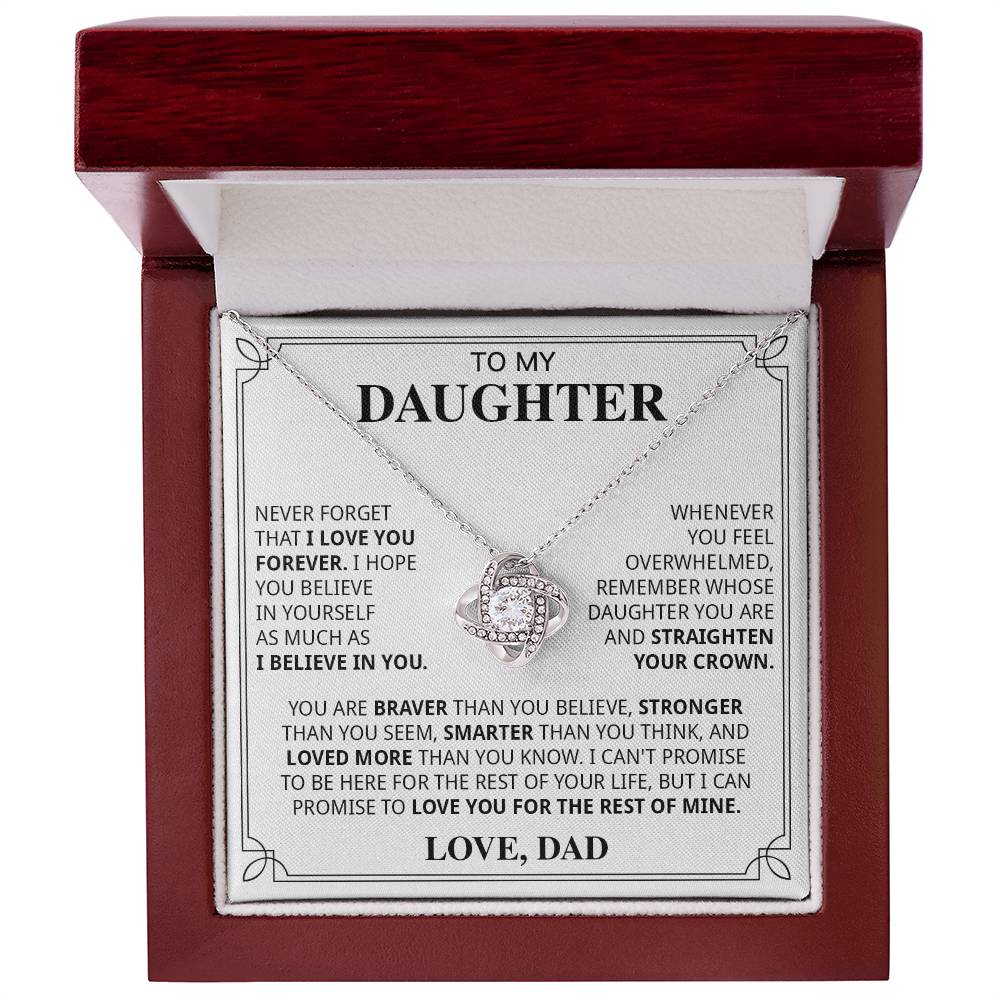 598A To My Daughter Necklace, Daughter Gift from Dad for Girls, Xmas Gift Necklace