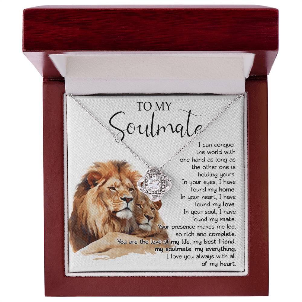 813A Soulmate Necklace Gift for Wife, Gift for Soulmate, Girlfriend, Lion Couple Love
