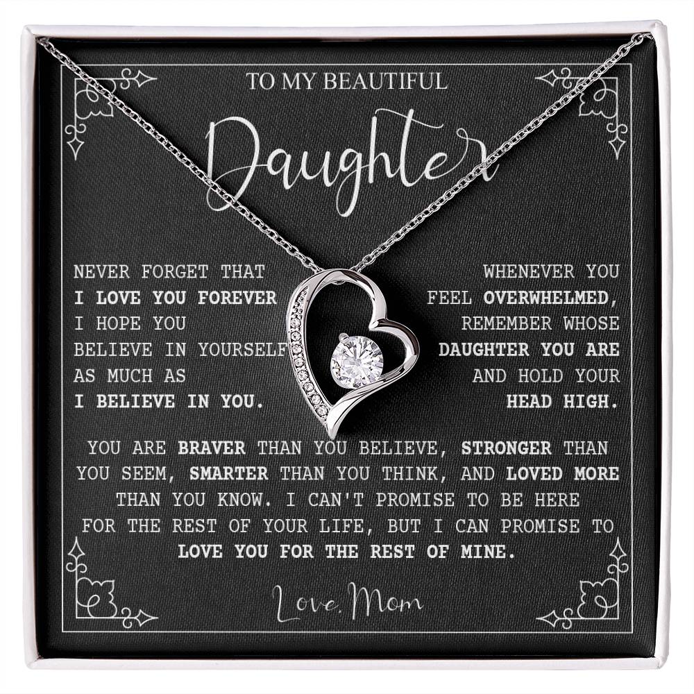 787C Beautiful Daughter Necklace,Merry Xmas Gift from Mom, Love you Forever Necklace