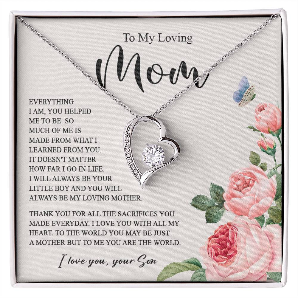 628C To My Loving Mom Necklace, Gift for Mom from Son, Mother's Day Jewelry Gifts