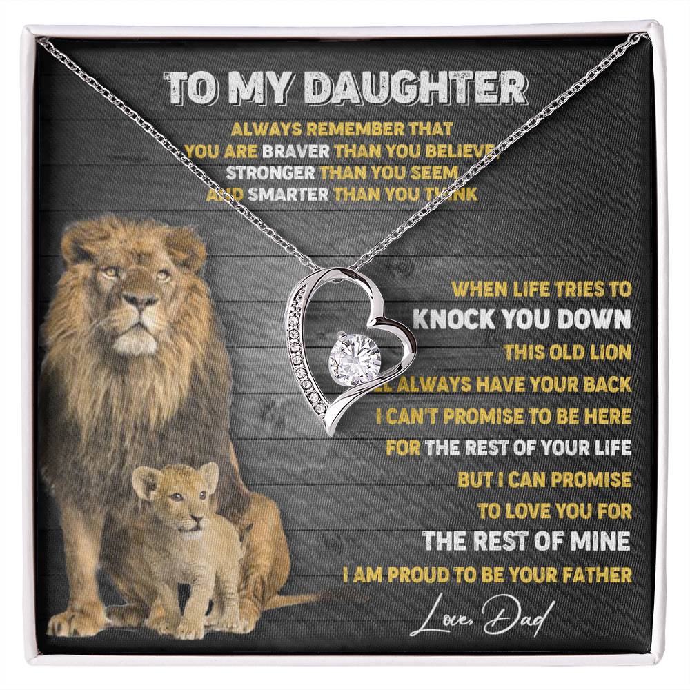 374C To My Daughter Necklace, Xmas Gift For Daughter From Dad, Daughter Father Lion