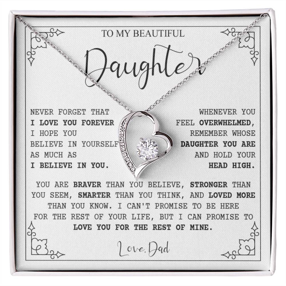 790C Necklace Love Daughter Gift from Dad, Love you for the Rest of Mine Necklace