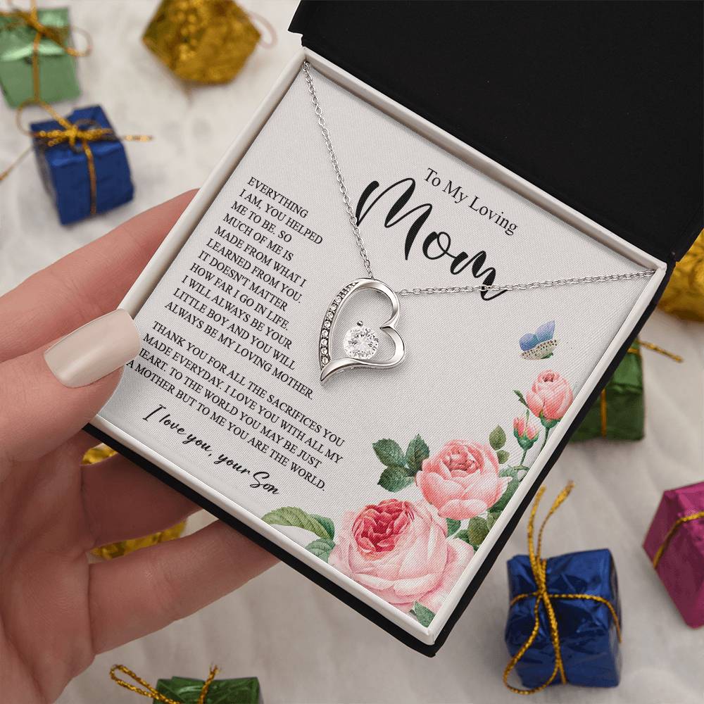 628C To My Loving Mom Necklace, Gift for Mom from Son, Mother's Day Jewelry Gifts